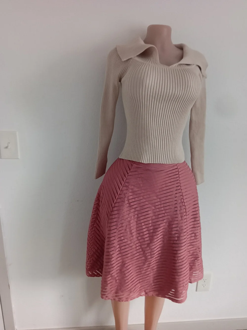Pleated A-Line Pink Women's Skirt